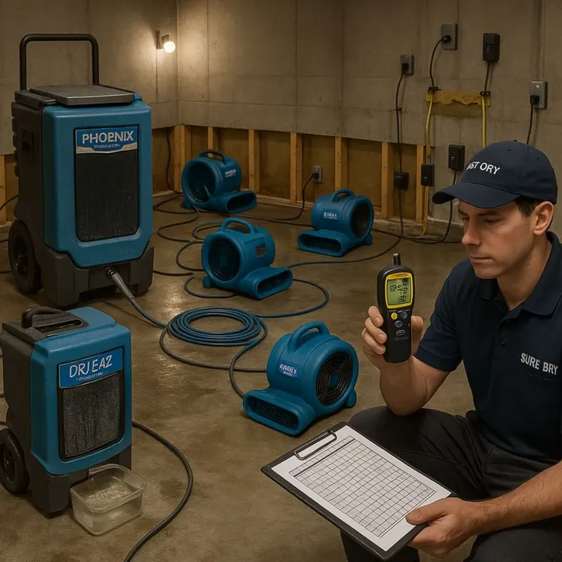 Structural Drying and Dehumidification process in Laurel, NY